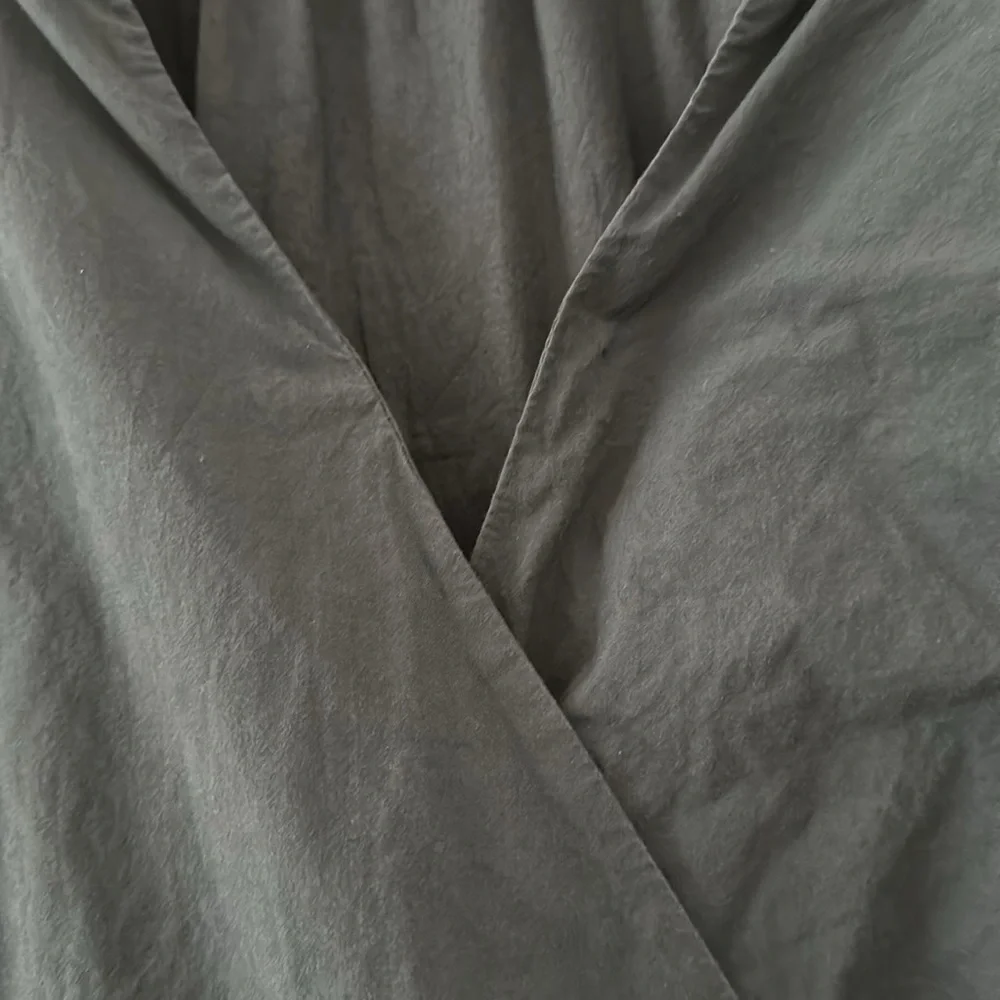 Madewell Long Sleeve Mini Dress Poplin Cotton Wrap Green Casual Quiet Luxury - Picture 10 of 13